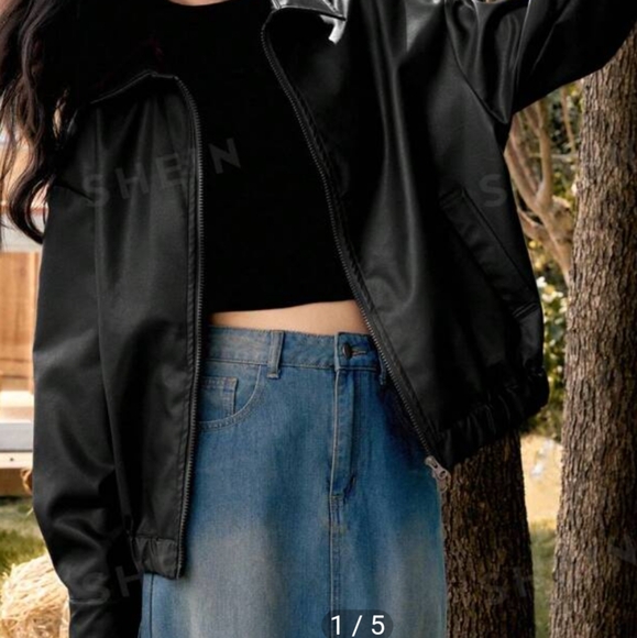 Black Faux Leather Jacket 4X - Picture 11 of 12